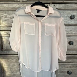 Victoria Secret Sheer Blush Button-Up Blouse